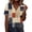#230-Khaki, variant on Craaazy Women's Striped Print V-Neck Casual Short Sleeve Loose Fit Tunic Top for Spring & Summer Gifts