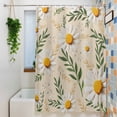 thumbnail image 3 of White Daisy Shower Curtain, 72" x 72", Spring Countryside Flowers Green Leaf Orange Waterproof Bathroom Curtain Washable Shower Curtain Set with 12 Hooks, 3 of 8