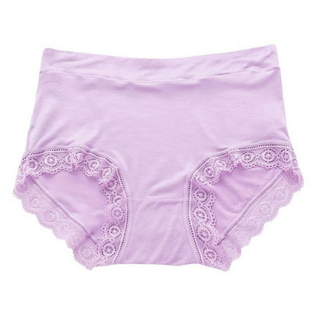 

Women s Smooth Skin-Friendly Briefs - Solid Color Soft Breathable Underpants Mid-Rise Modal Lace-trimmed Panties Plus Size L-XXXL(1-Packs)