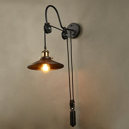 Retro Vintage Pulley Pendant Ceiling Light Hanging Lamp Loft Retractable Fixture