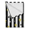 thumbnail image 2 of Striped Soft Flannel Fleece Blanket, Black and White Lines Background with Big and Small Stars Pattern Print, Cozy Plush for Indoor and Outdoor Use, 50" x 70", Black White and Yellow, by Ambesonne, 2 of 5