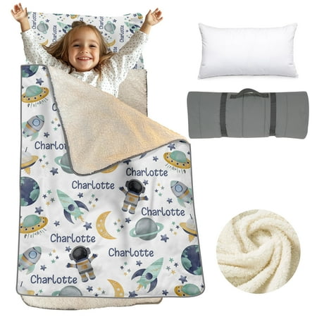 Custom Name Toddler Nap Mat with Blanket Lightweight Sleeping Bag for Preschool Use