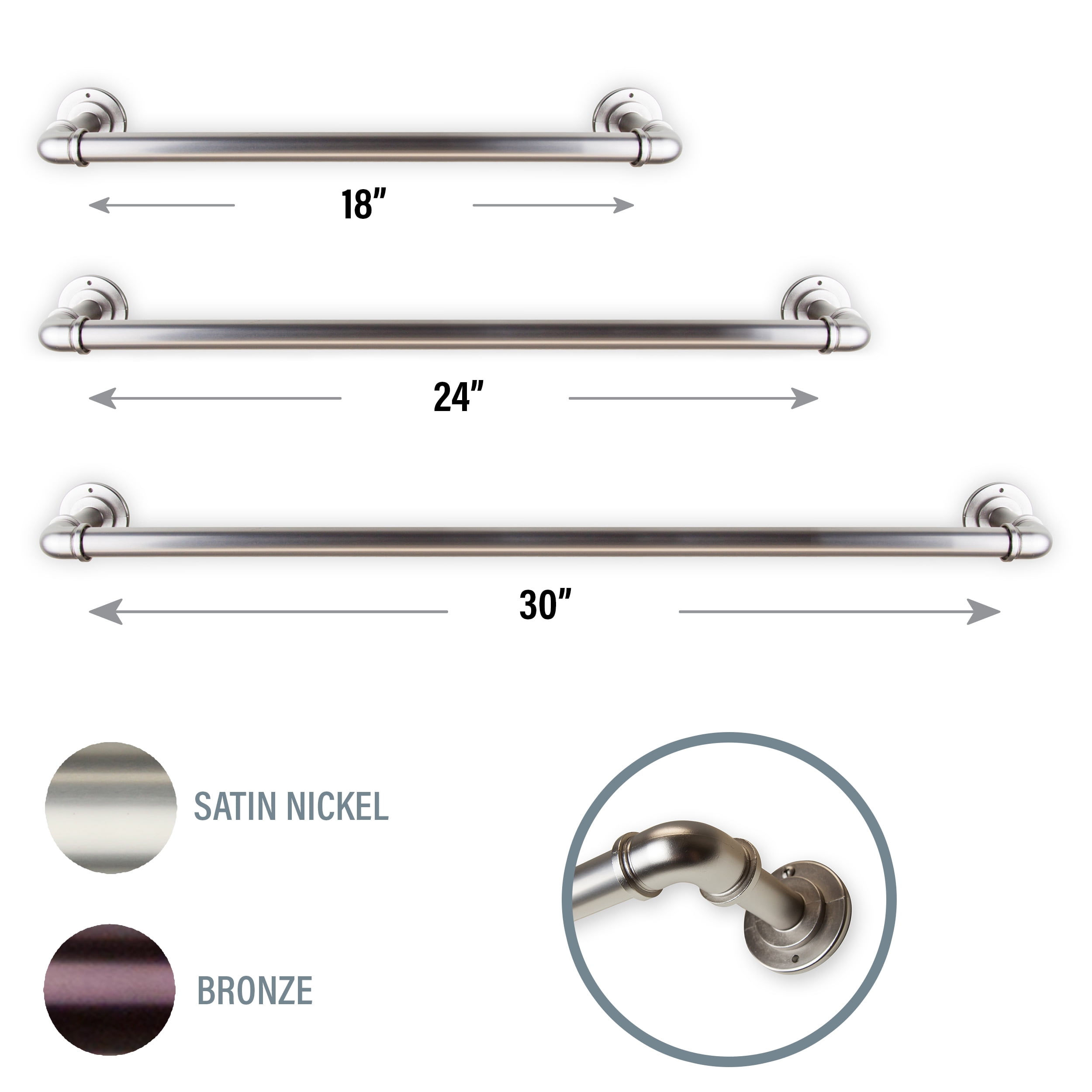 Rod Desyne Industrial Pipe Design 30" Closet / Ceiling Rod
