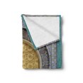 thumbnail image 2 of Moroccan Soft Flannel Fleece Throw Blanket, Antique Doors Morocco Yellow Doorknob Ornamental Carved Intricate, Cozy Plush for Indoor and Outdoor Use, 60" x 80", Yellow Teal Blue, by Ambesonne, 2 of 5