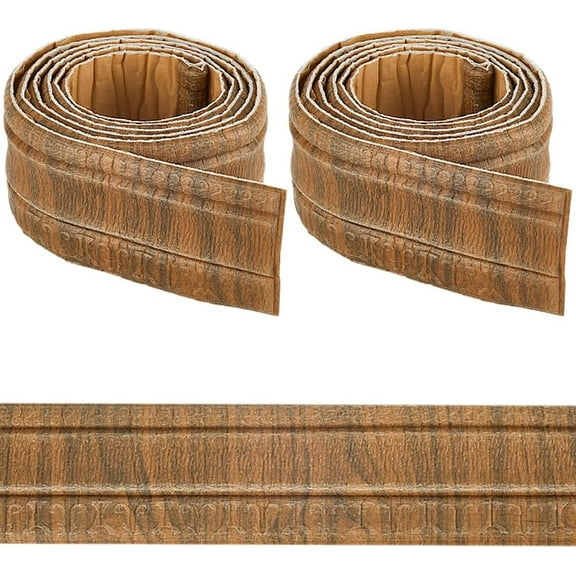 181.1x3.15in Molding Peel and Stick Wallpaper Border Camel Brown Wood Grain Self Adhesive Flexible 3D Baseboard Trim Vintage Mirror Sticky Wall Edging Lines Foam for Hotel Home Wall Decor