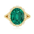 thumbnail image 4 of Rosec Jewels Lab Grown Emerald Ring with Diamond - 10X12 mm - AAAA Grade, 18K Yellow Gold, US 8.00, 4 of 9
