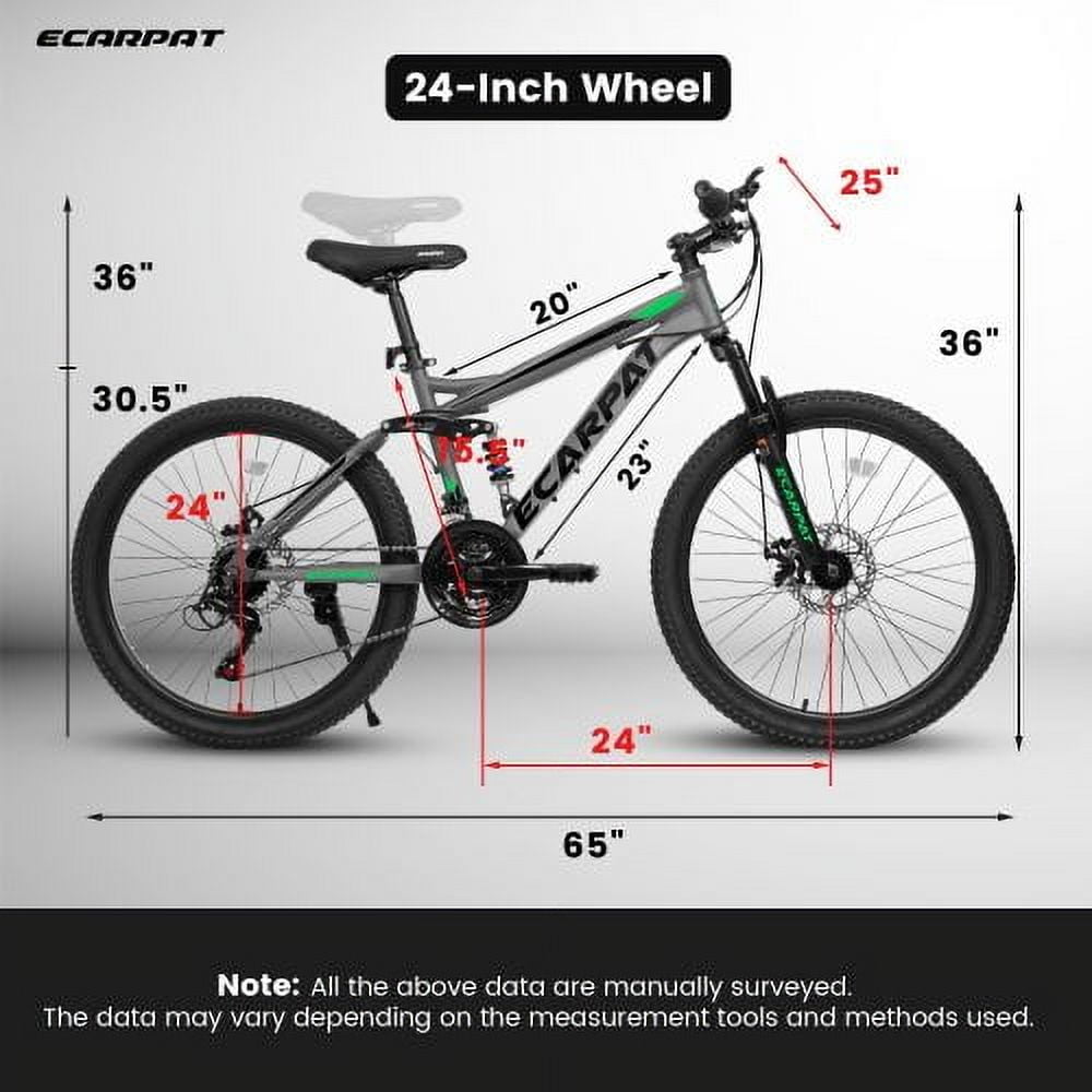 RAISTYW 24 inch Mountain Bike for Men, Women, Full Suspension Shimano 21-Speed with Disc Brake Bike, Urban Cycling Commuter Bike ,Green and Black