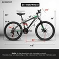 thumbnail image 2 of Raistyw 24 inch Mountain Bike for Men, Women, Full Suspension Shimano 21-Speed with Disc Brake Bike, Urban Cycling Commuter Bike ,Green and Black, 2 of 7