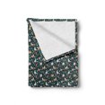 thumbnail image 2 of Acorn Soft Flannel Fleece Throw Blanket, Woodland Nature Illustration Mushroom Nuts Deer and Owl on Dark Green Background, Cozy Plush for Indoor and Outdoor Use, 60" x 80", Multicolor, by Ambesonne, 2 of 6