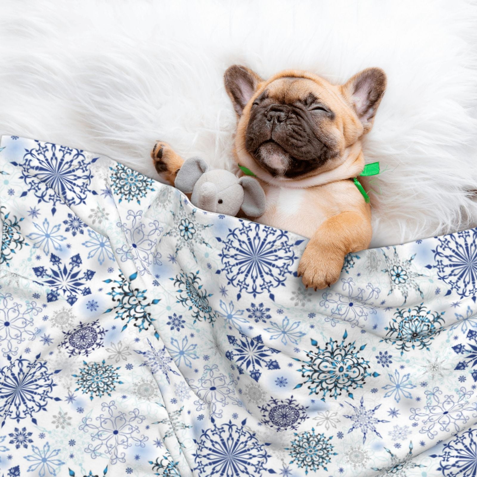 Naloa Retro ice blue snowflakes Dog Blanket, 3 Sizes Cat Blanket for Indoor Cats Large Medium Small Dog Gifts-Small