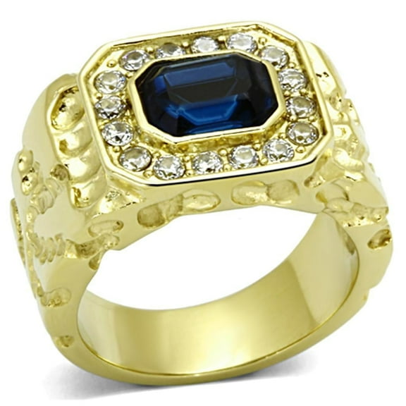 Mens Gold Ring Stainless Steel Anillo Color Oro Para Hombre Acero Inoxidable with Top Grade Crystal in Montana Iscah