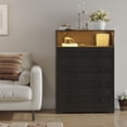 thumbnail image 2 of 4 Drawer Wooden Dressers for Bedroom with LED Lights and Charging Station, Modern Nightstand for Bedside, Wood Chest of Drawers, Wood Storage Organizer for Living Room, Nursery, Closet, Hallway, 2 of 10