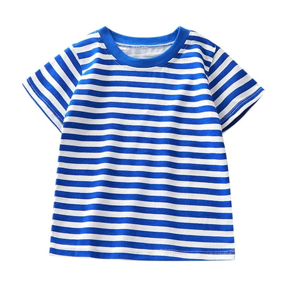 WRKEKC Boys T-Shirts, Summer Tops for Boys, Children's Summer Casual Crew Neck Stripe Print Short Sleeve Sports Shirts