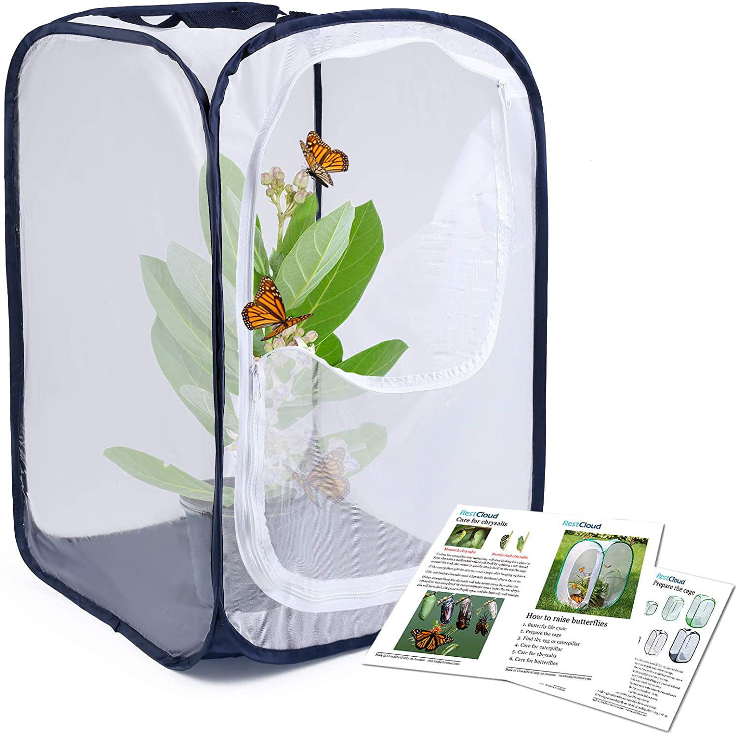 Muchfun Monarch Butterfly Habitat Cage Pop Up 16 x 16 x 24 Inches 