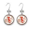 thumbnail image 1 of Year Of Monkey Animal China Zodiac Red Bow Earrings Drop Stud Pierced Hook, 1 of 3