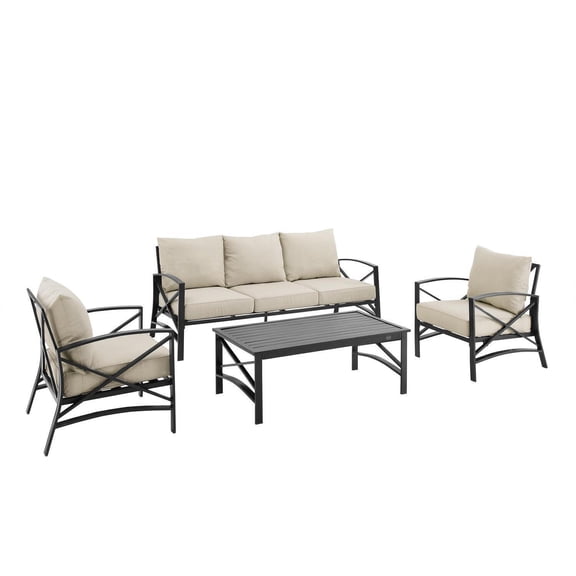 Outdoor Sofa Set 4Pc Metal Patio Furniture Set with Cushions