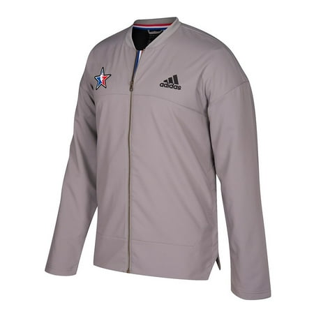 - All Star NBA Adidas Grey 2017 Official Authentic On-Court Full Zip Jacket For Men