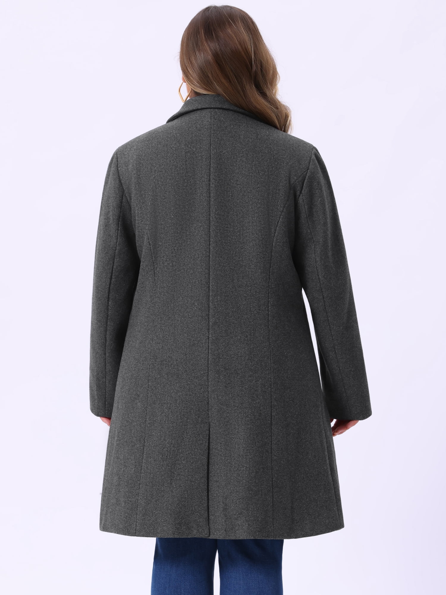 DARING DIVA Women's Plus Size Notched Lapel Single Breasted Trench Coat 2X Dark Gray