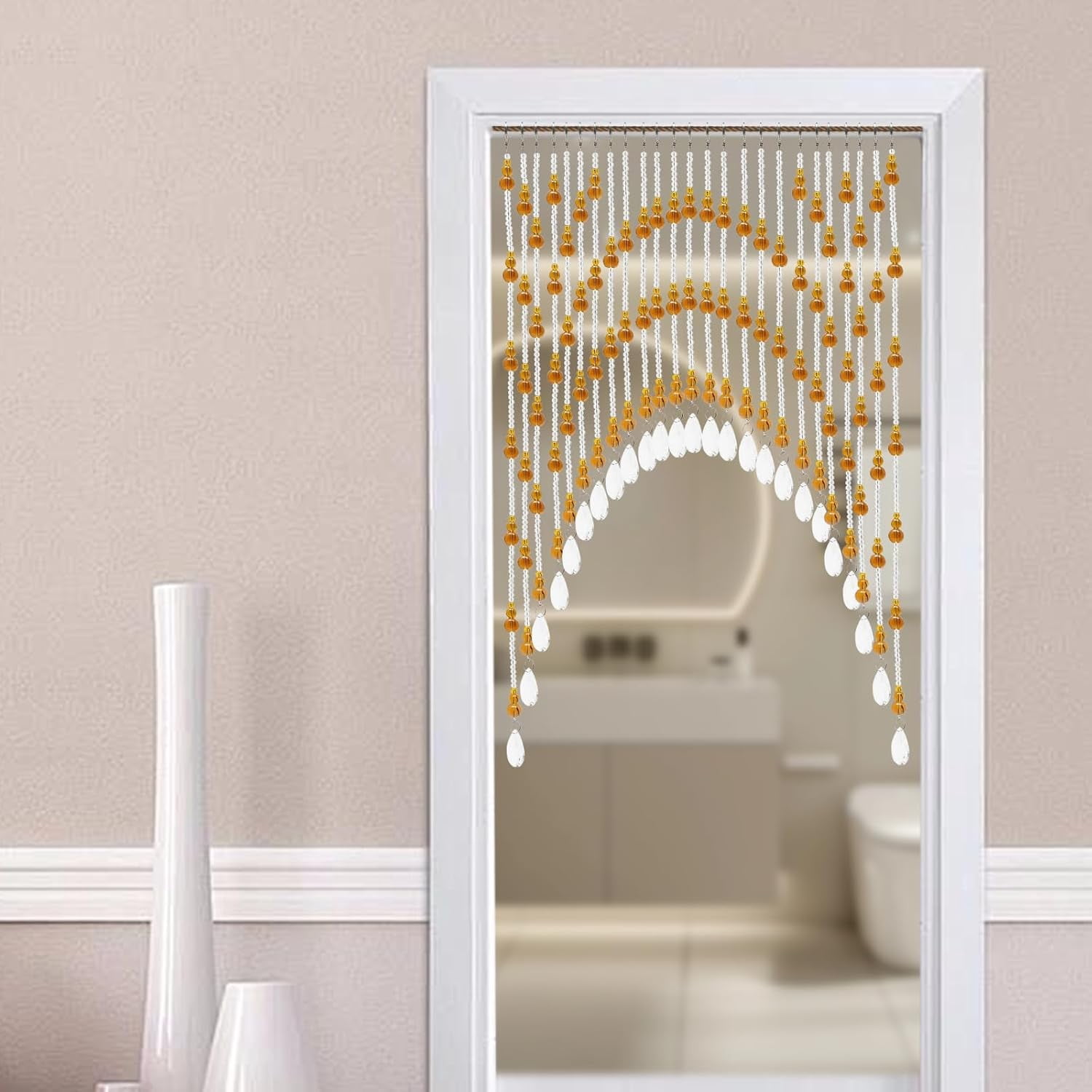 Beaded Curtain with 25 Crystal Strings for Doorway Beads Room Deco(Amber) Bedrooms, Living Rooms, Corridors, Partitions