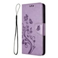 thumbnail image 3 of For Google Pixel 9 Pro XL Wallet Case,Cute Embossed Butterfly & Flower Patterned Flip Premium PU Leather [Flip Kickstand] [Card Slots] [Wrist Strap] [Magnetic Closure] Phone Cover, Lightpurple, 3 of 9