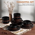 thumbnail image 2 of Vesteel 18 Pieces Dinnerware Set, Ceramic Plates and Bowls Set for 6, Handcrafted Stoneware Dishes Set for Family Restaurant, Microwave & Dishwasher Safe - Matte Black, 2 of 11