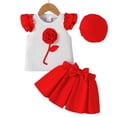 thumbnail image 4 of Caqnni Toddler Girls Summer 2Pcs Outfits Set, Cute Flower Short Sleeve T-Shirt and Pants (Gift Ready) Summer 2Pcs Gift Outfits Set 2Pcs Summer Playwear Beach Outfits 3-4 Years,Red, 4 of 9