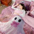 thumbnail image 6 of Homewish Dreamy Floral Halloween Ghost 7pcs Queen Bedding,Pink Bow Daisy Wildflower Print Bedding Comforter Set Queen,Pink Reversible, 6 of 8