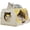 16.14"D x 16.93"W x 12.2"H, variant on House Indoor, Cave, Modern Kitten Bed with Scratch Pad and Ball, Wooden Frame with Cushion and Curtains (M, Double-Layer)