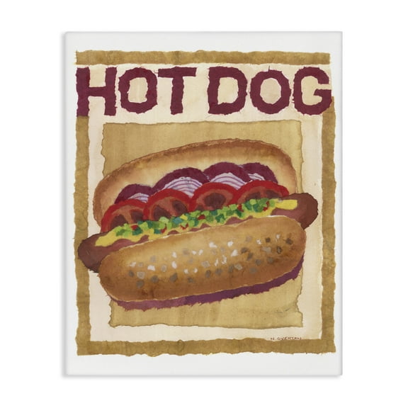 Stupell Industries Traditional Hot Dog Food & Beverage Painting Gallery Wrapped Canvas Art Print Wall Art, 16 x 20
