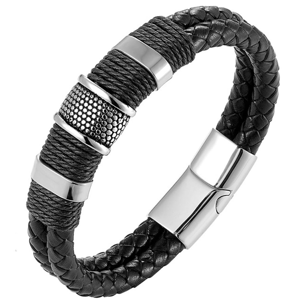 Faux Leather Bracelet Rock - Retro Magnetic Clasp Punk Bracelet Wristband Bangle