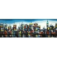 thumbnail image 2 of Atelier B Art Studio 32x13 Black Ornate Wood Framed with Double Matting Museum Art Print Titled - Colorful Skyline, 2 of 4