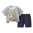 thumbnail image 3 of Pandaie Toddler Baby Boy Summer Clothes Button Shoulder Short Sleeve Shirt Shorts Set 3 6 12 18 Months 2T 3T Infant 2 Piece Outfit 18-24 Months Black, 3 of 4