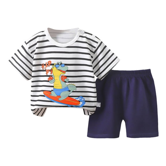 Little Boy Girl Nightwear Set Golf Crew Neck Tee Shorts 5-6 Y 6-7 Y 7-8 Y Organic Cotton Easy Pull On Beach Vacation Breathable Lightweight Gift (6-12 Months,Black)