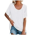 thumbnail image 2 of tarylea Womens Tops Scoop Neck Short Sleeve T-Shirts Solid Color Loose Blouse with Pockets Casual Summer Comfy Breathable Tops, 2 of 6