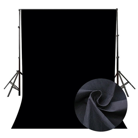 KONTONTY Photography Studio Backdrop 1Set Black Nonwovens Portable Picture-Taking Simple Background for Photographers