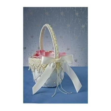 Beverly Clark 10-7010/WHT Swiss Dot Pearl Flower Basket - White