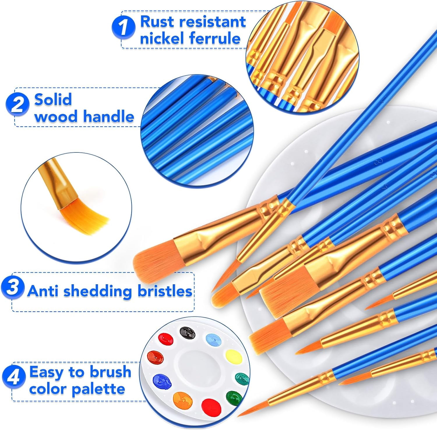 Paint Brushes Palette Set,24 Pack/240Pcs Acrylic Paint Brushes and 24 Palettes, Professional Artist Brushes, Finger and Face Painting Oil Painting Watercolor Kid's and Adult Painting Art Set.