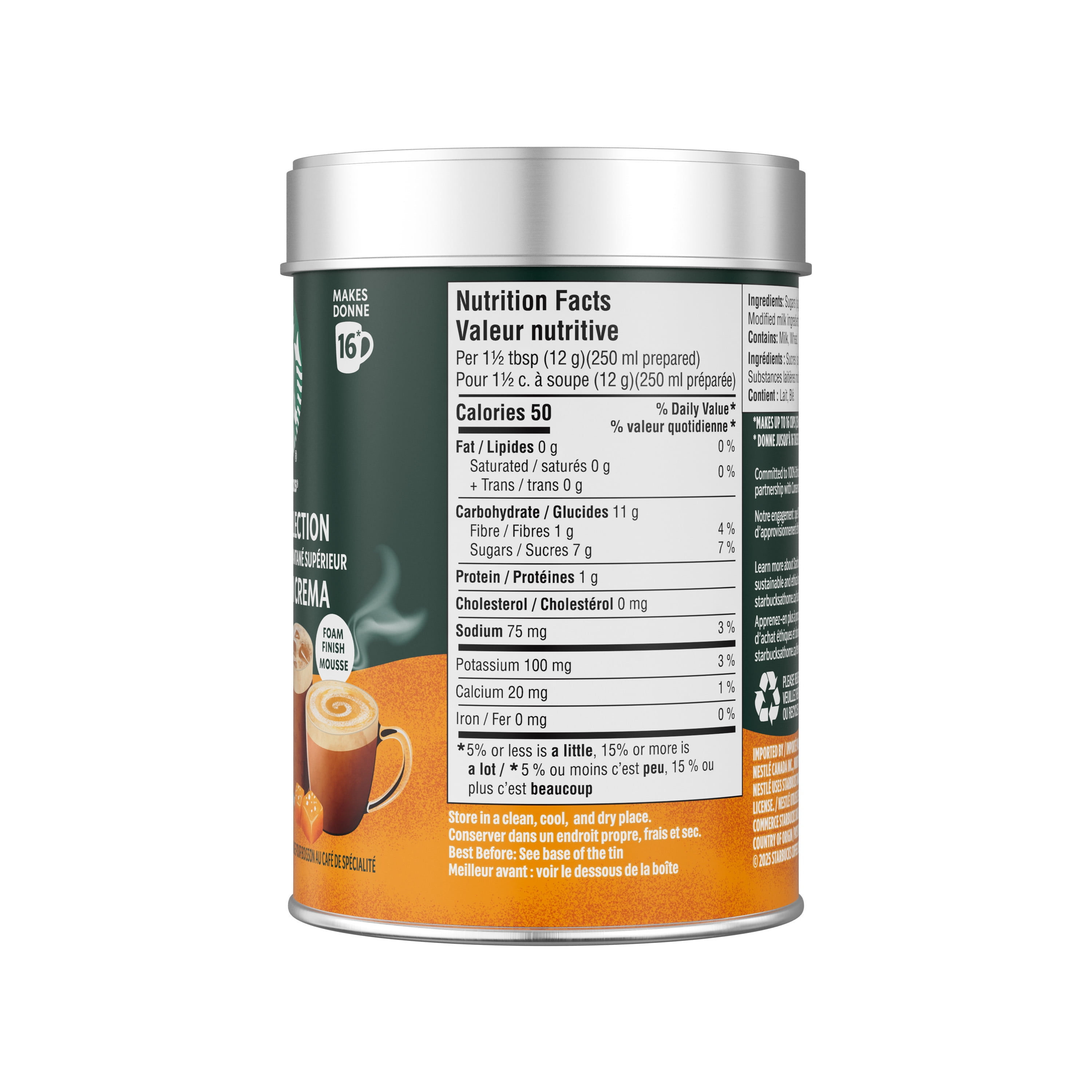 Starbucks Crema Collection Salted Caramel Premium Instant Coffee Mix, Enjoy Hot or Iced