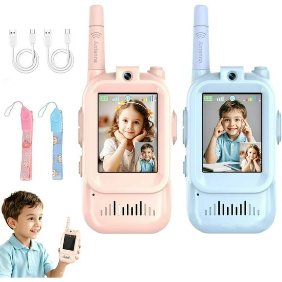 Video Walkie Talkies for Kids, Facetime Walkie Talkie for Kids, Video Walkie Talkie 2 Pack with Screen Display, 2 Pack Rechargeable Video Walkie Talkies with Screen Display (Mix)