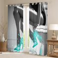 thumbnail image 2 of Erosebridal Teal High Heels Curtains and Drapes (38Wx54L),Bling Glitter 30%-50% Blackout Curtains for Bedroom,Dreamy Princess Curtains Pack of 2 (38Wx54L),Fashion Room Decorative, 2 of 6