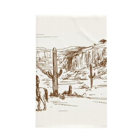 

Matuu Western Desert Cowboys for Waffle Kitchen Towel Dish Towels Hand Towels for Kitchen 16 X 26 Inches