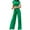 Green, variant on Fashion Plus Size 2 Picec of Sets for Womens Summer and Fall Casual Comfortable Solid Color Short Sleeve Round Neck Midriff-baring Solid Color Elastic Waist Pants Sets