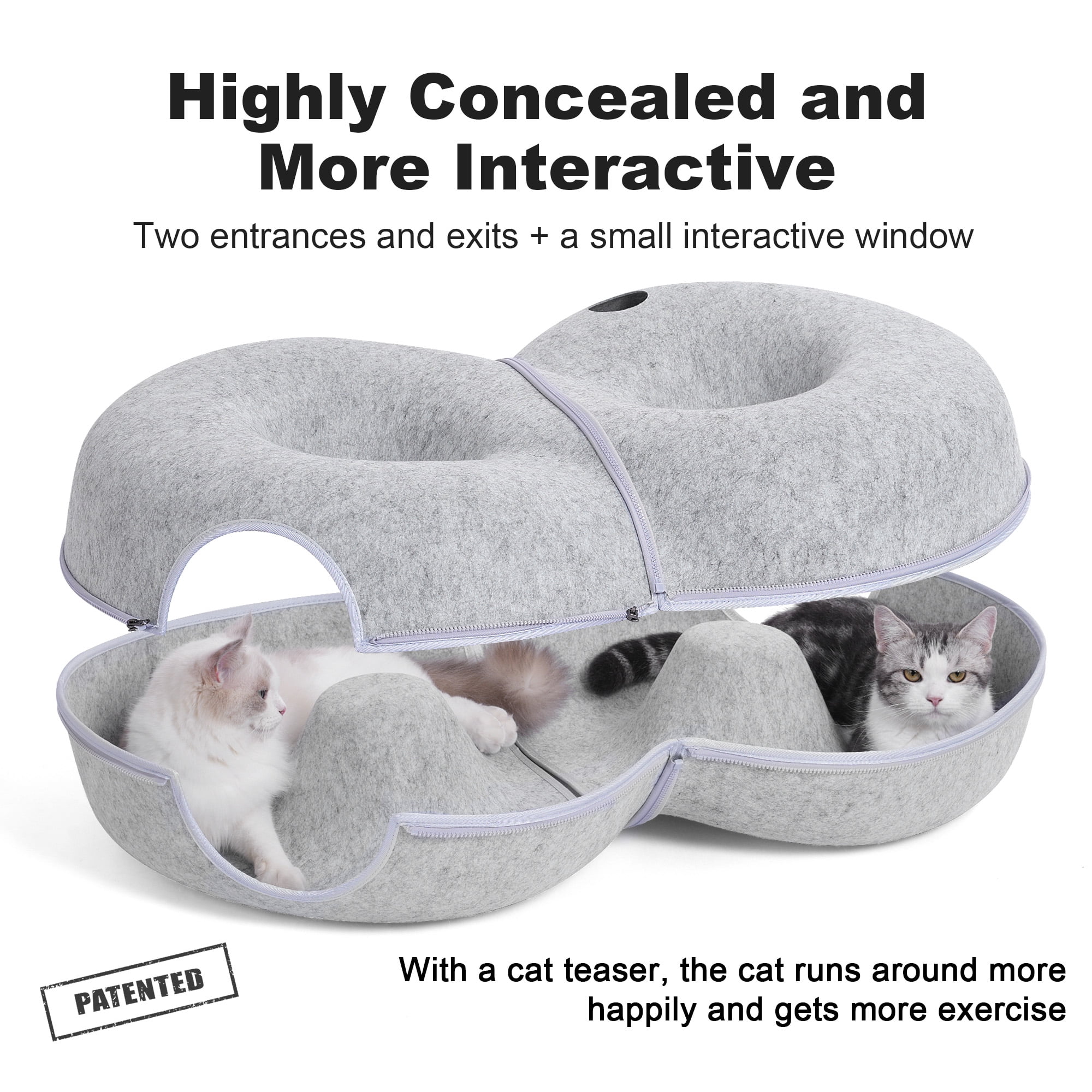 DOOKRON 8-Shaped Large Cat Tunnel Bed,  Peekaboo Cat  Cave