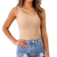 thumbnail image 2 of Female Breathable Stretch Camisole Tank Shirts with Pads Adjustable Straps Thin Strap Design for Travel Office Light Fitness Daily Wear Loungewear Home Relax Cami (Beige,4XL), 2 of 5