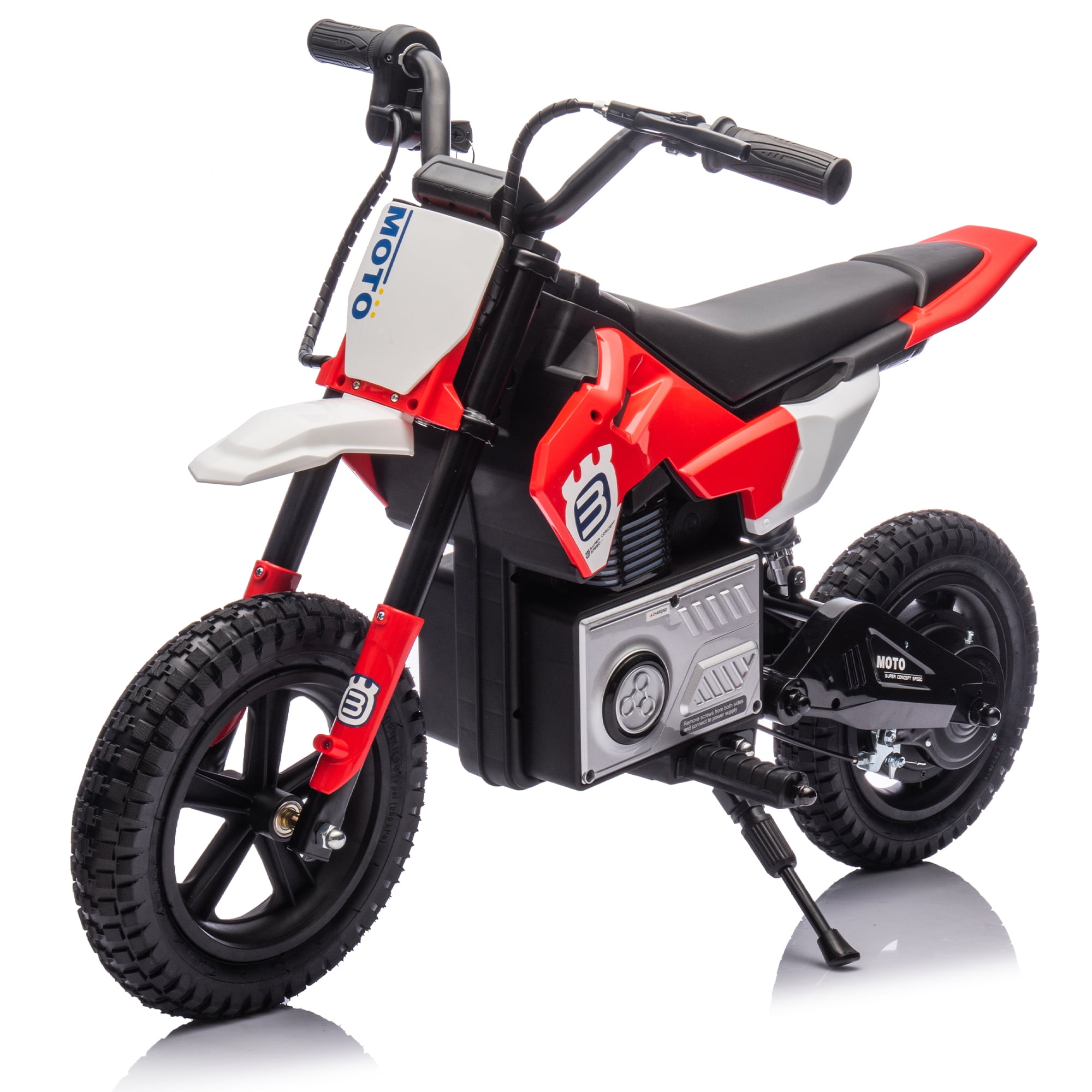 ThunderBolt 24V Electric Dirt Bike Ride-On Motorcycle for Kids 5-15, 200W Motor, 3-9MPH Adjustable Speed, LED Lights, Shock Absorber,