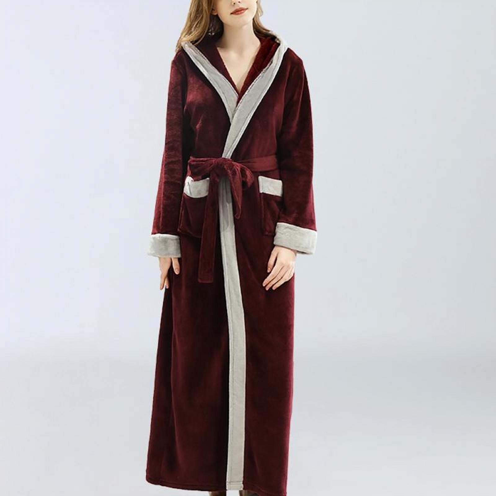 Womens Long Bath Robe Plush Soft Fleece Bathrobes Nightgown Ladies