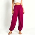 thumbnail image 6 of PInxai Yoga Pants for Women Elastic Waisted Baggy Pants Loose Comfy Casual Athletic Solid Color Pants Summer,Wine,L, 6 of 7