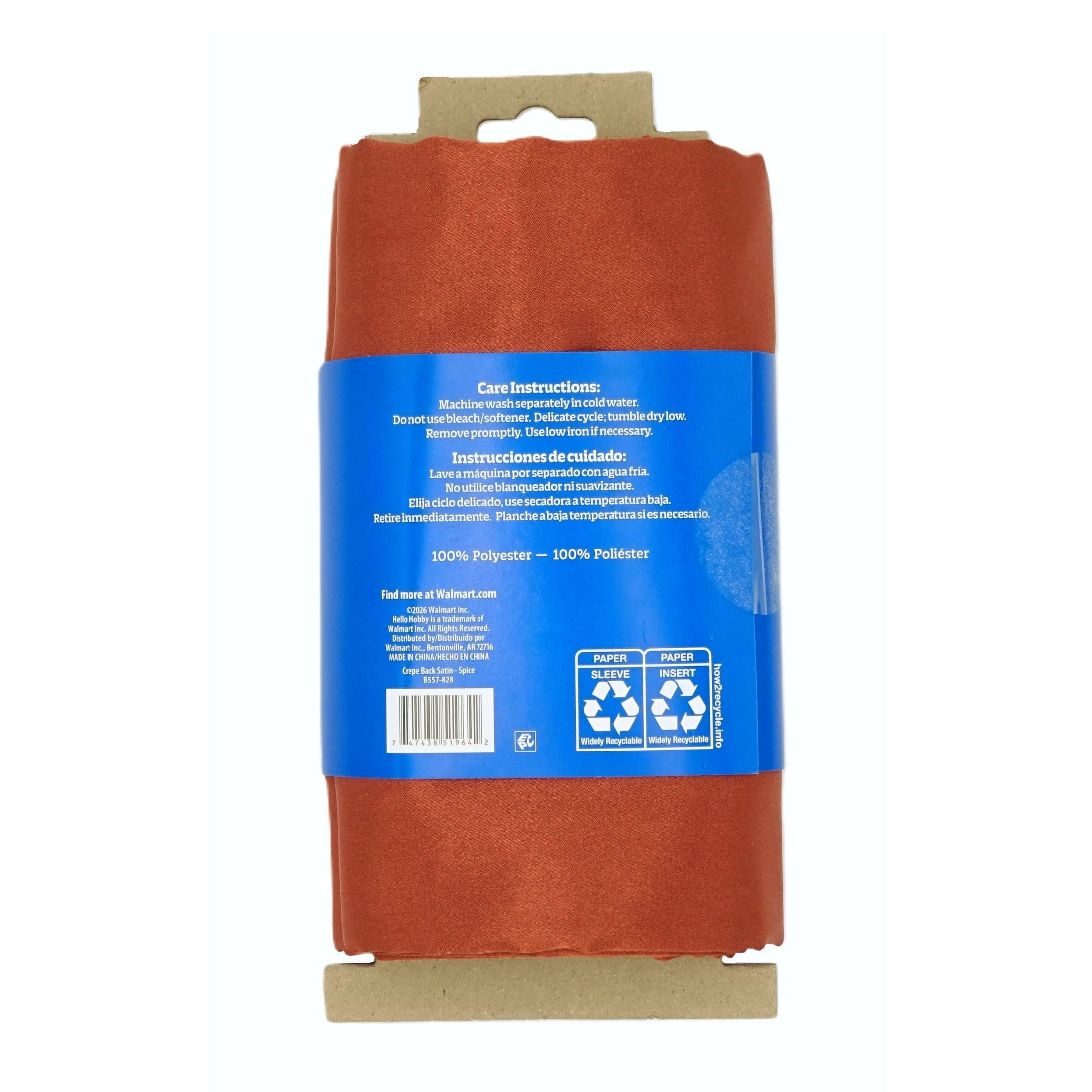 Hello Hobby 59” x 72” 100% Polyester Crepe Back Satin 2 Yard Precut Fabric, Spice, 59" Wide for Sewing & Crafting