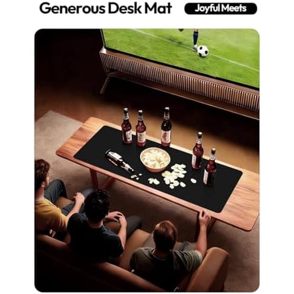 YSAGi Leather Office Desk Pad Protector, Large Mouse Pad, Non-Slip, PU Leather, Laptop Desk Blotter, Waterproof Writing Pad for Office and Home, Black, 23.6" x 13.8"