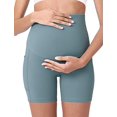 thumbnail image 3 of Pantalones cortos de yoga de maternidad para mujer sobre el vientre, entrenamiento de verano, pantalones cortos activos para correr (L) Rojo Verde, 3 of 5